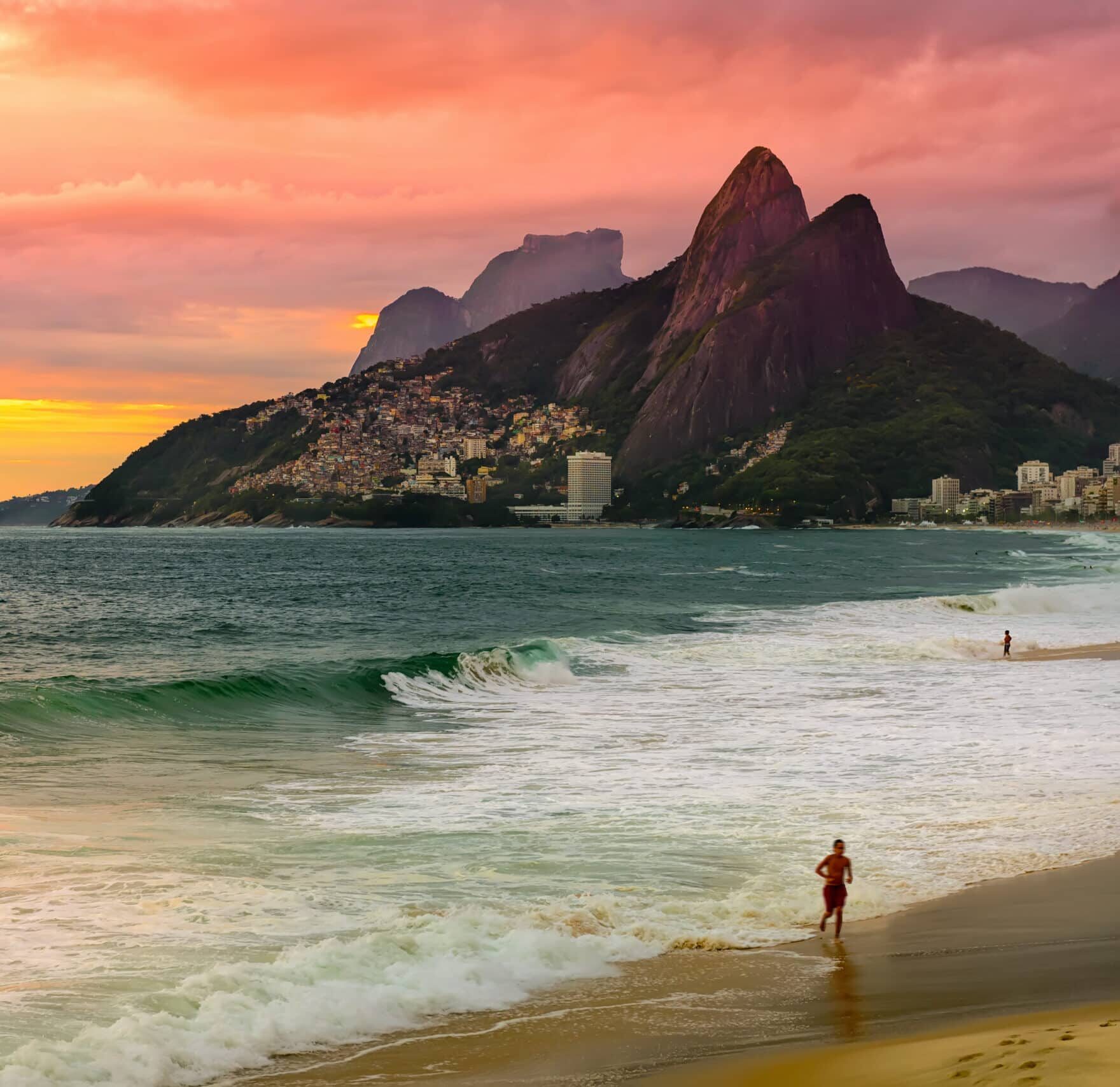 Sunset,View,Of,Ipanema,Beach,And,Mountain,Dois,Irmao,(two