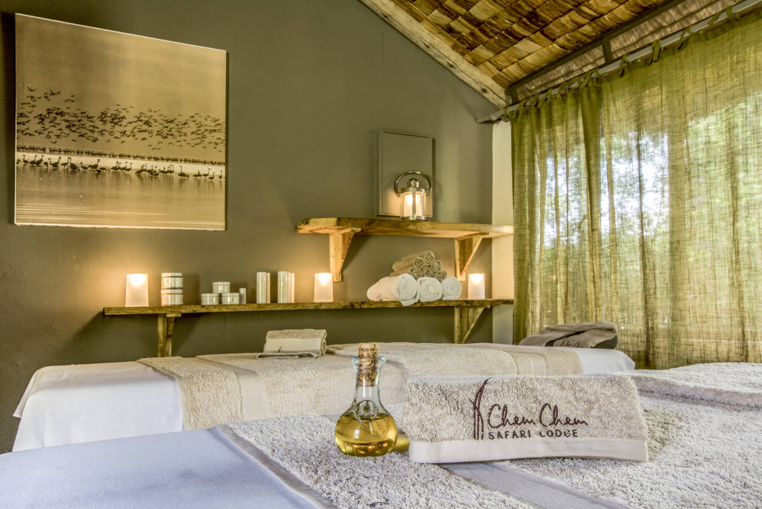 Espace spa et détente dans un lodge hôtel en Tanzanie.