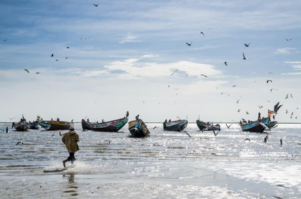 Palmarin,,Senegal, ,October,30,,2013:,Unidentified,Fisherman,Running,In