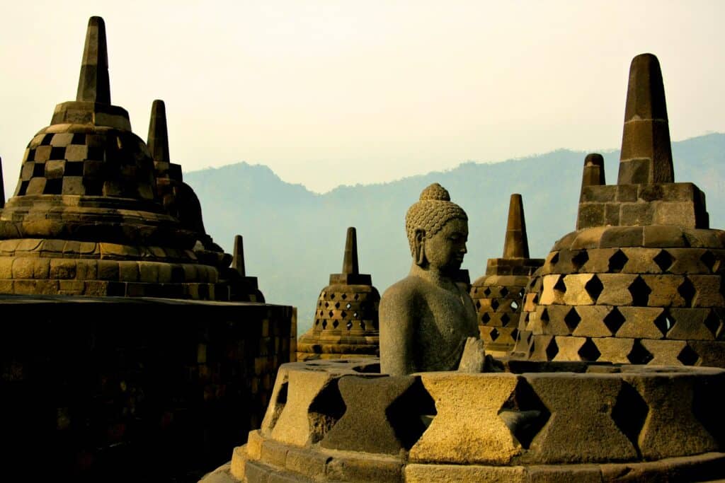 Borobudur sur l'île de java en indonésie