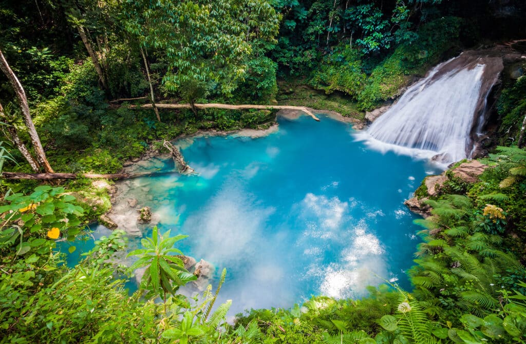 Blue,Hole,Waterfall,From,Above,In,Jamaica