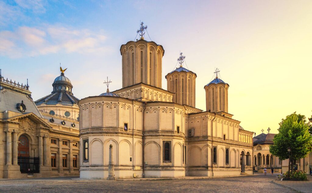 Patriarchal,Cathedral,Of,Bucharest,At,Sunset,,Romania
