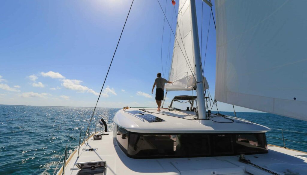 Sailor,Enjoy,Sun,On,His,Catamaran
