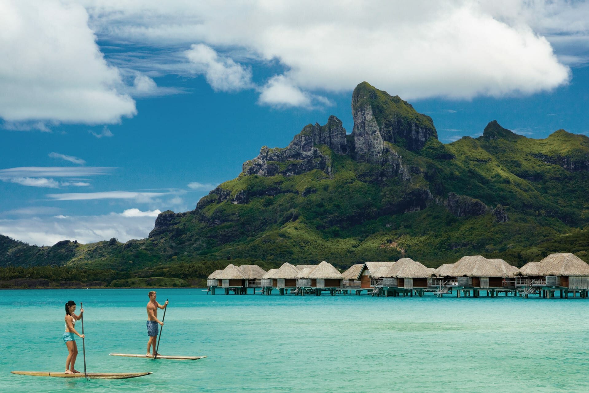 Four seasons bora bora resort polynésie paddle lodge mer