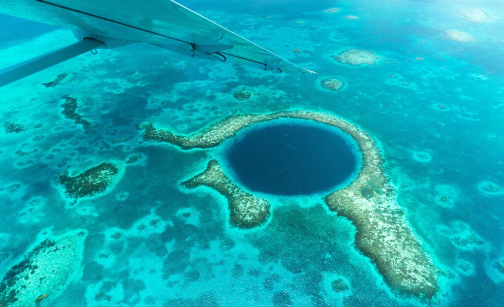 Grand Trou Bleu vue du ciel avion Belize