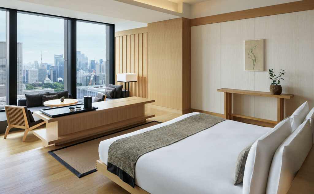 Japon Aman Tokyo chambre lit vue salon