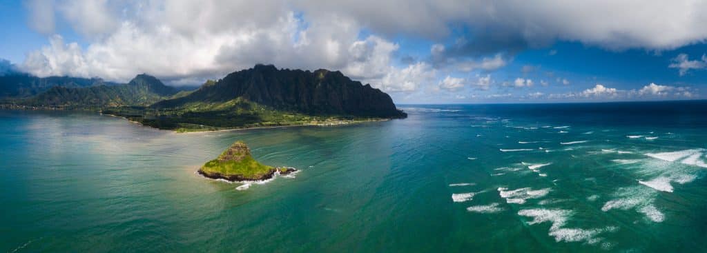 Aerial,Panorama,Of,The,Island,Mokolii,(chinamans,Hat),Surrounded,By