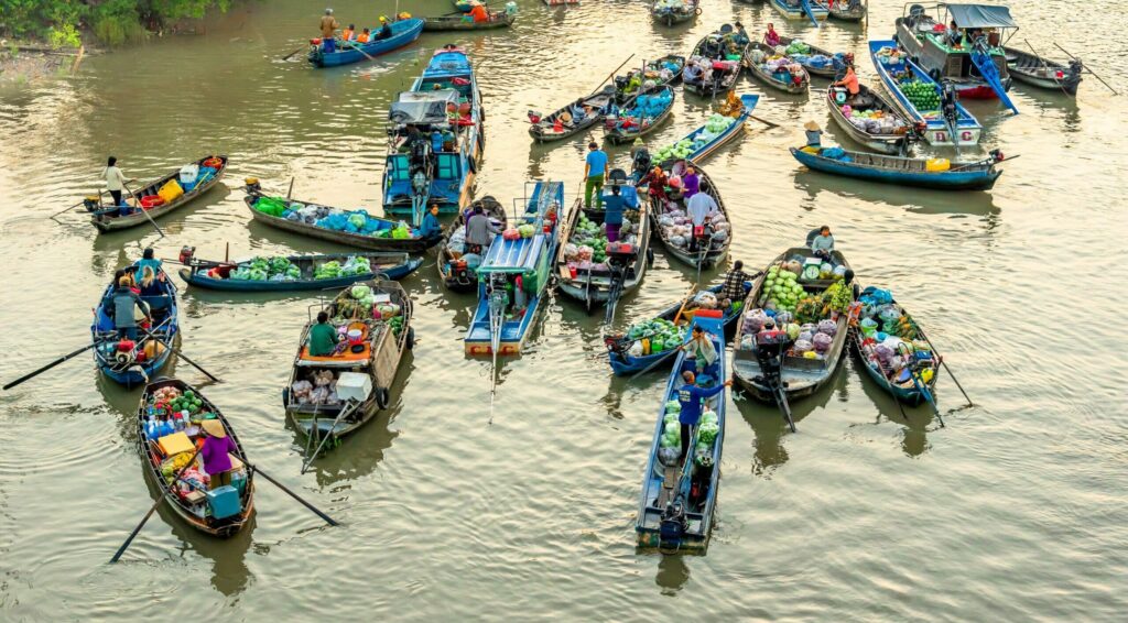 Marche culinaire flottant delta mekong vietnam