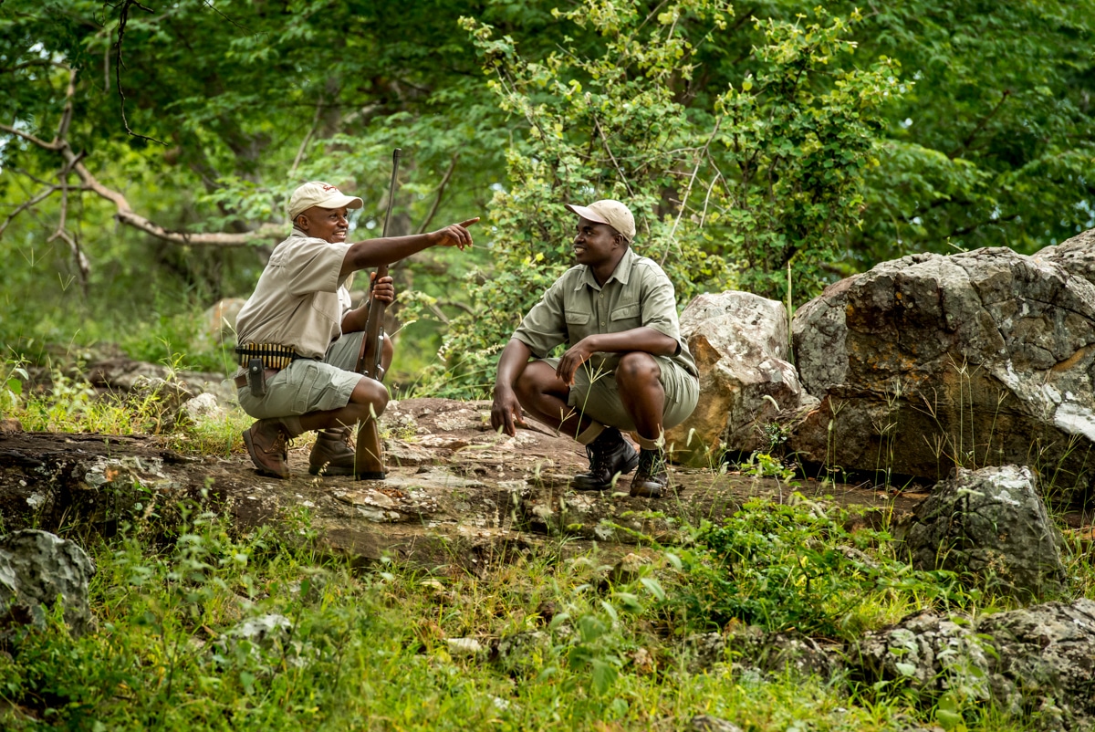 Les guides forêt travaillant pour le Pamushana Lodge au Zimbabwe.