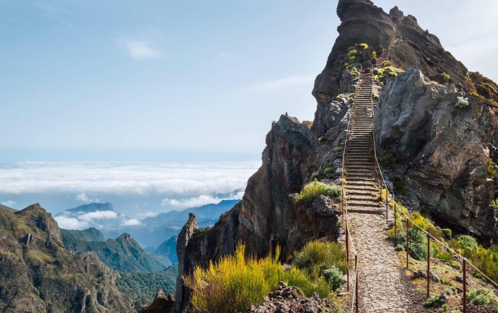"stairs,To,Heaven", ,Breathtaking,View,At,Famous,Mountain,Footpath