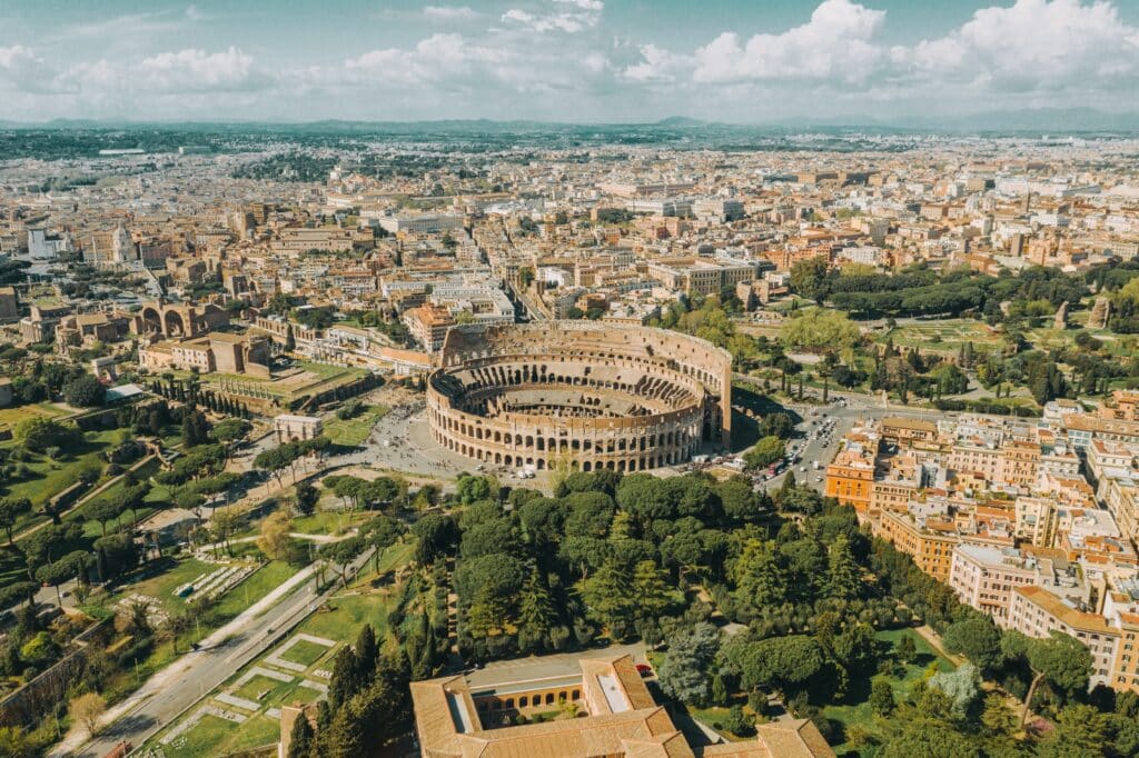 Rome antique vue du ciel Colisée Italie