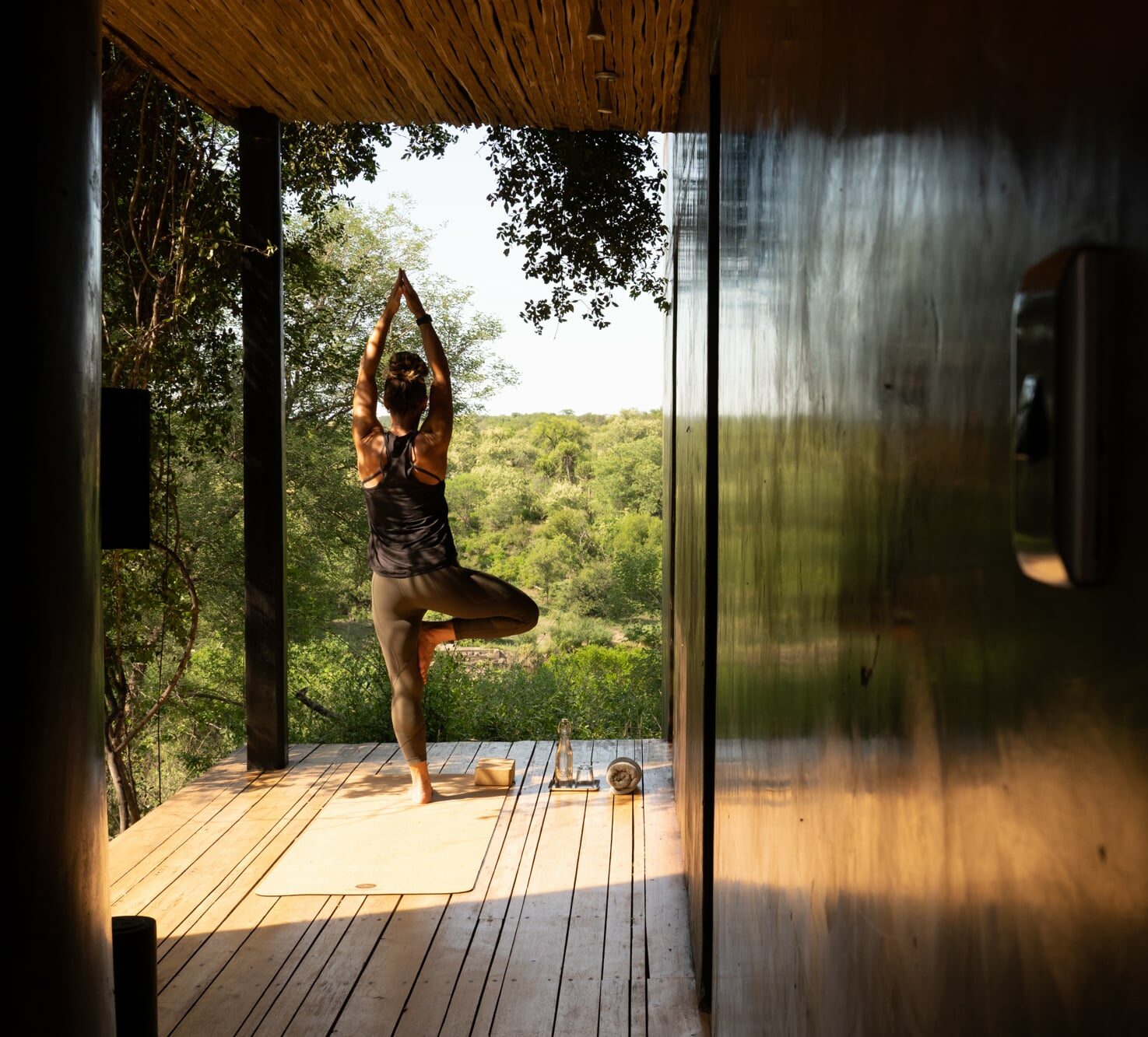 Activité yoga au Singita lebombo lodge en Afrique du sud