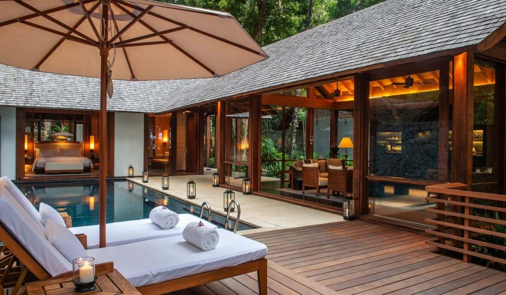 Piscine privée dans une suite au Datai en Malaisie.