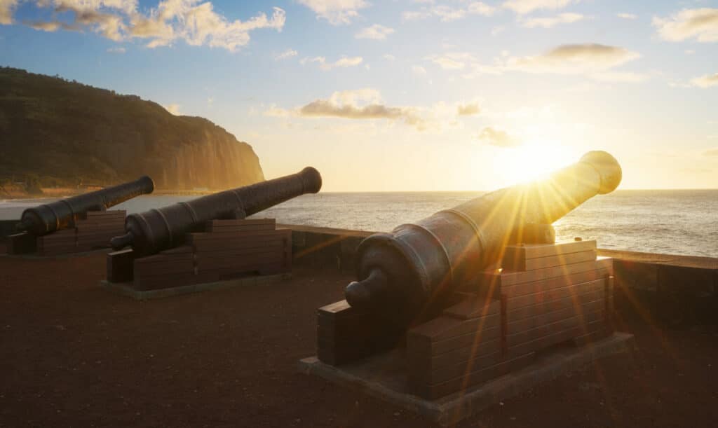 Sunset,Through,Cannons,In,Saint denis,In,Reunion,Island