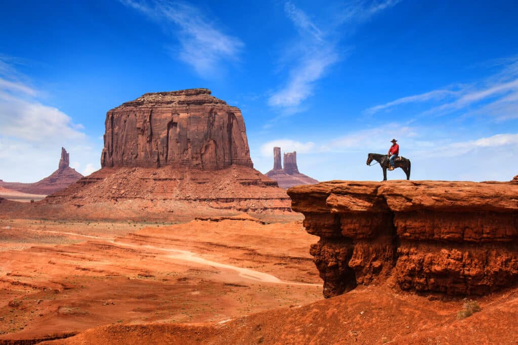 Legendary,Scene,Of,A,Cowboy,In,Monument,Valley,(usa)