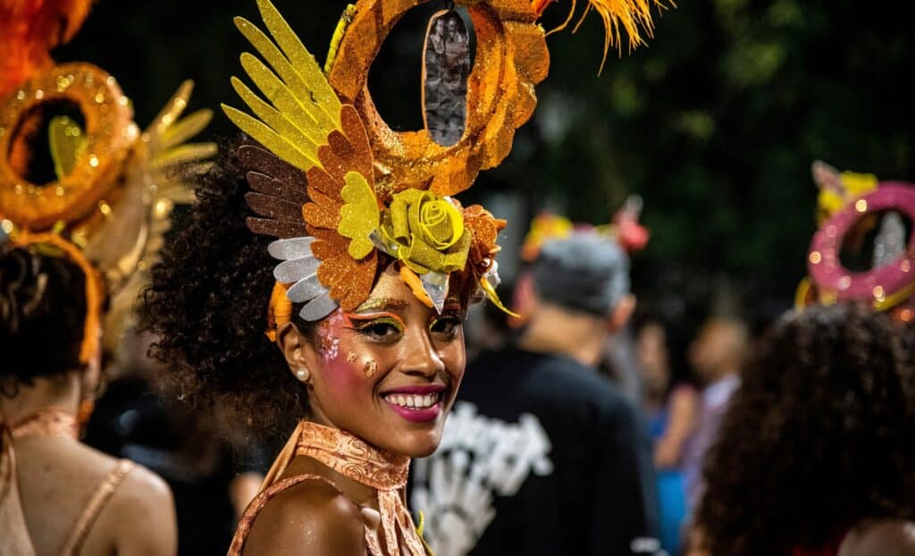 danseuse maquillage Las Llamadas carnaval de Montevideo