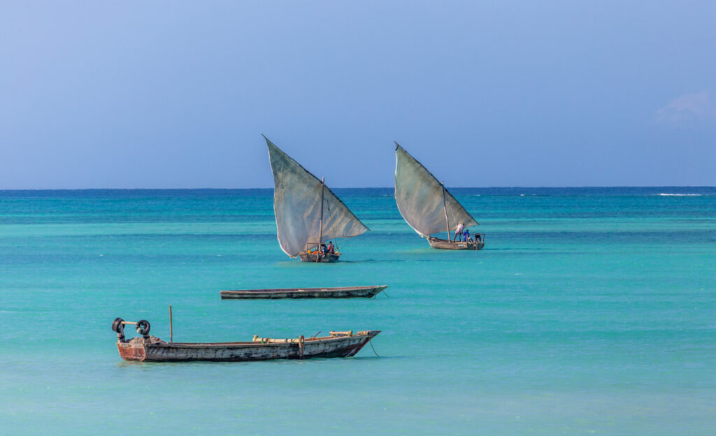 Dhows,Sailing,On,The,Indian,Ocean.