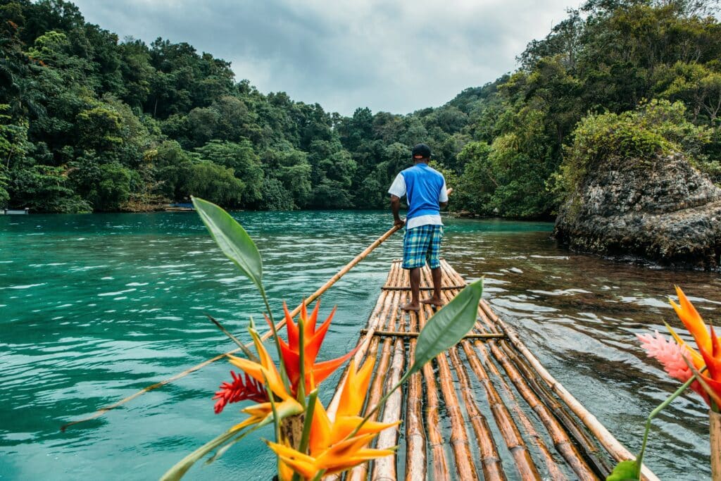 Bamboo,Ride,In,Blue,Lagoon,On,Jamaica
