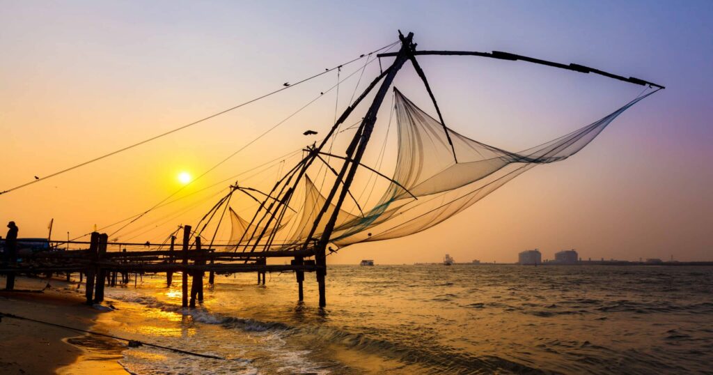Fishing,Nets,At,Sunset