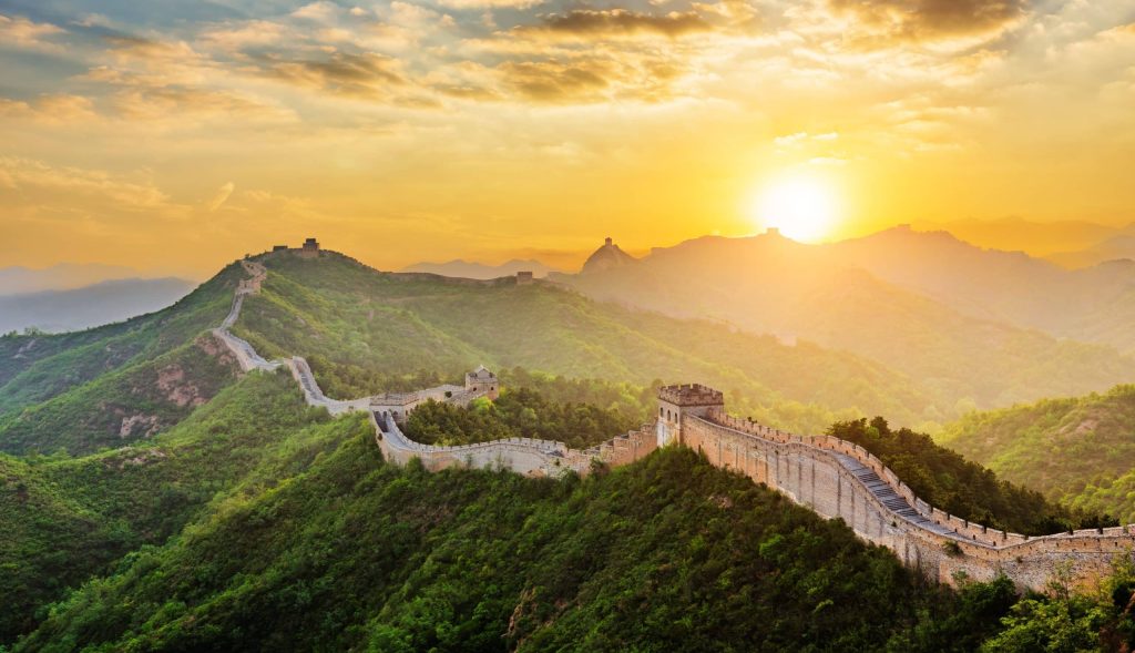The,Great,Wall,Of,China,At,Sunset.,Famous,Travel,Destinations