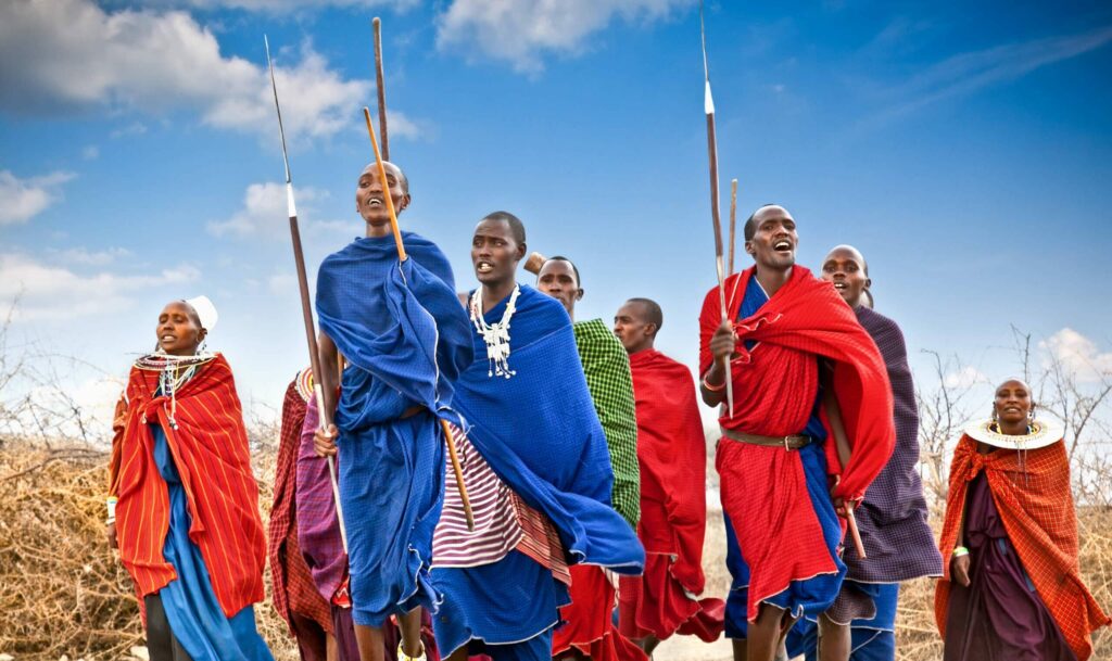 Tanzania,,Africa february,9,,2014:,Masai,Warriors,Dancing,Traditional,Jumps,As