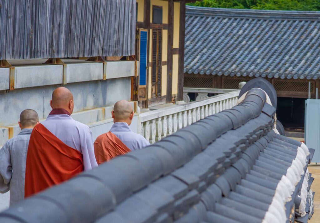 Monks,Walking,At,Haeinsa,Temple, ,Unesco,World,Heritage,List