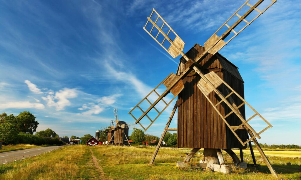 The,Oldest,Windmill,Line,In,The,Whole,Of,Scandinavia.,Lerkaka