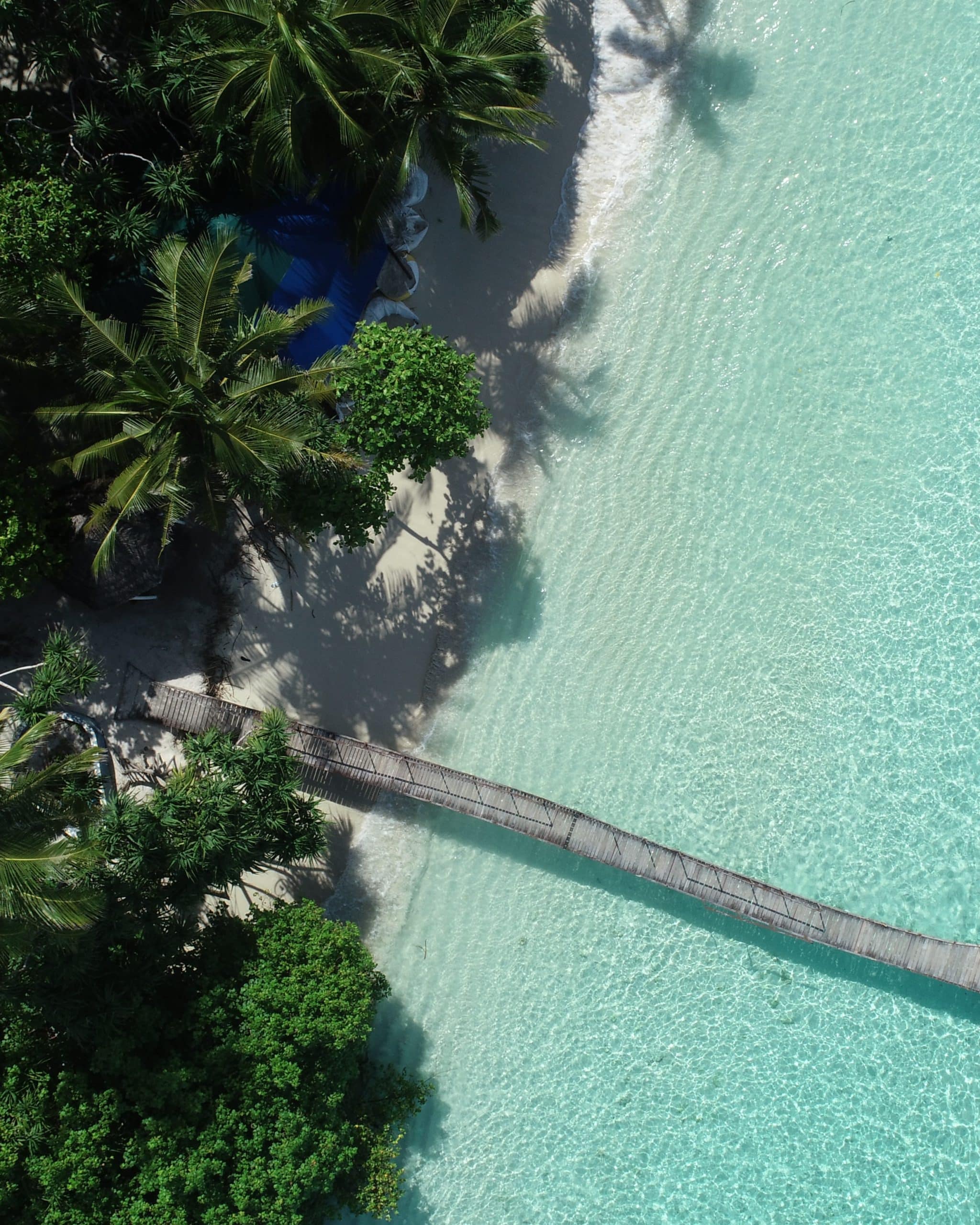 paysage paradisiaque ponton sur les eaux turquoise des Maldives