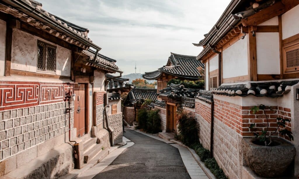 quartier traditionnel Bukchon sur les hauteurs de Seoul Coree du sud