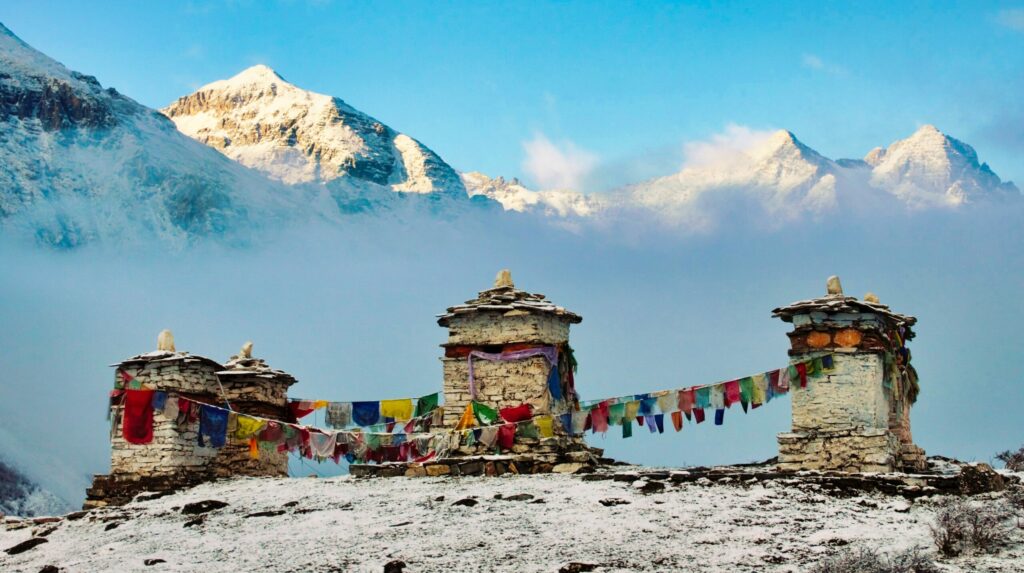 Buddhist,Stupas,In,Jomolhari,Base,Trekking,,Paro,Bhutan.