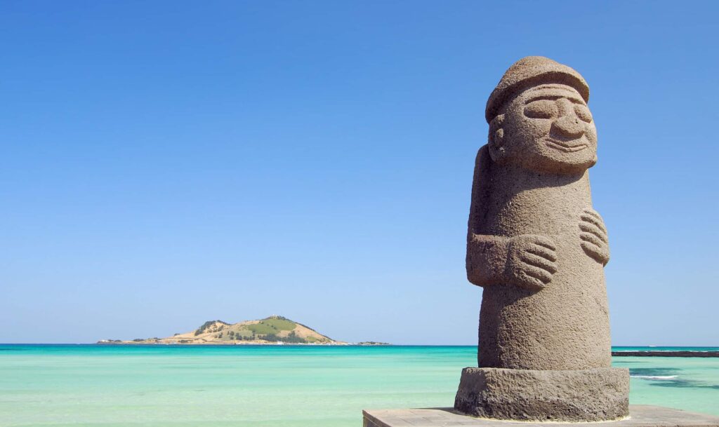 Stone,Grandfather,And,Beautiful,Sea,Scenery, ,Jeju,Island,,Korea