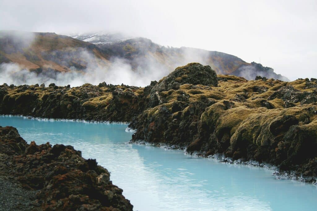 Sources chaudes dans le Blue Lagoon en Islande.
