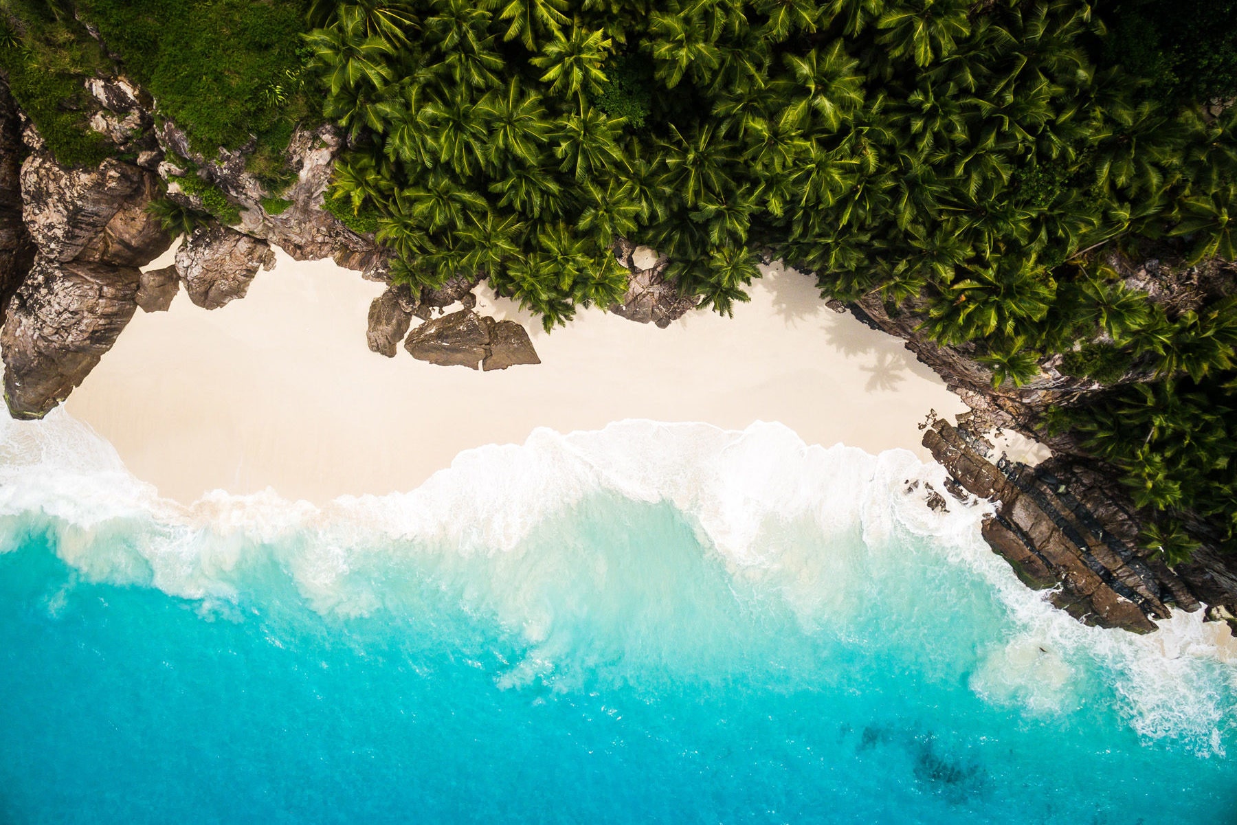 vue aérienne plage Fregate Island Seychelles