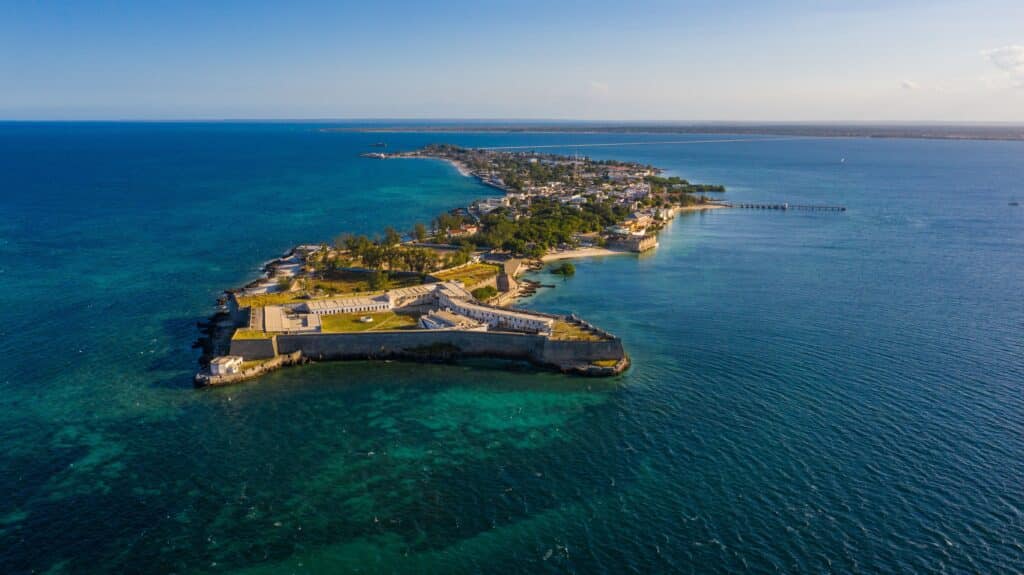 An,Aerial,Of,The,Fort,Of,Sao,Sebastiao,Surrounded,By