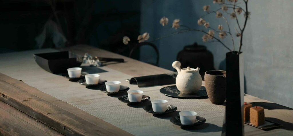 service tasses cérémonie traditionnel du thé Kyoto Japon