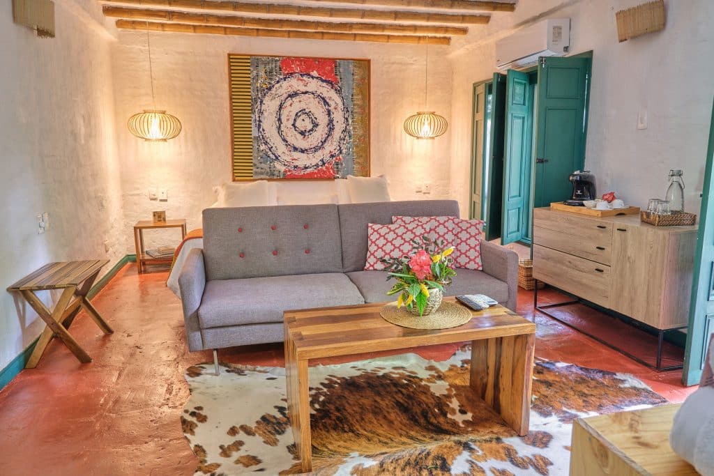 Hacienda Bambusa Colombie salon de la chambre