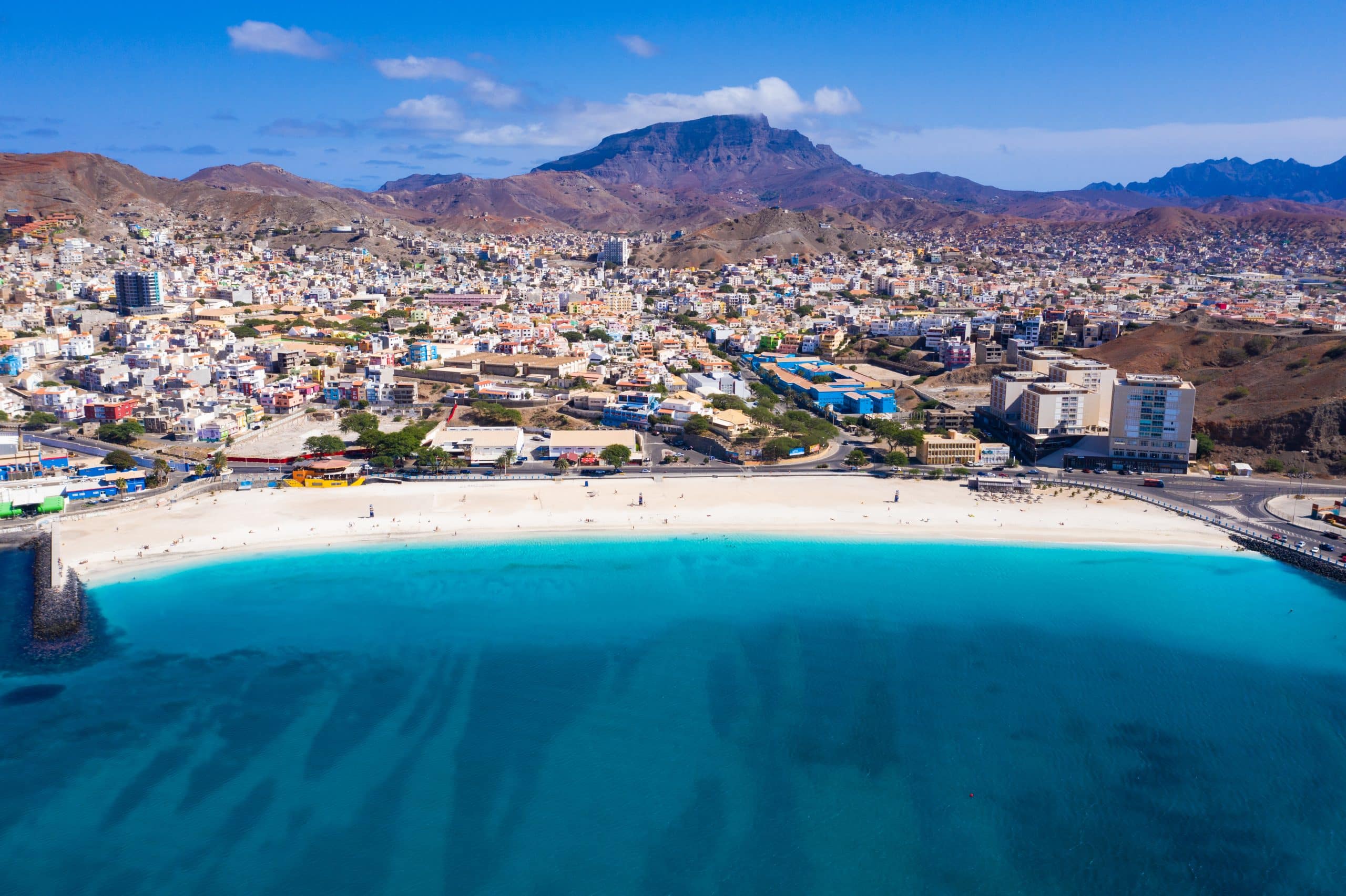 Aerial,View,Of,Laginha,Beach,In,Mindelo,City,In,Sao