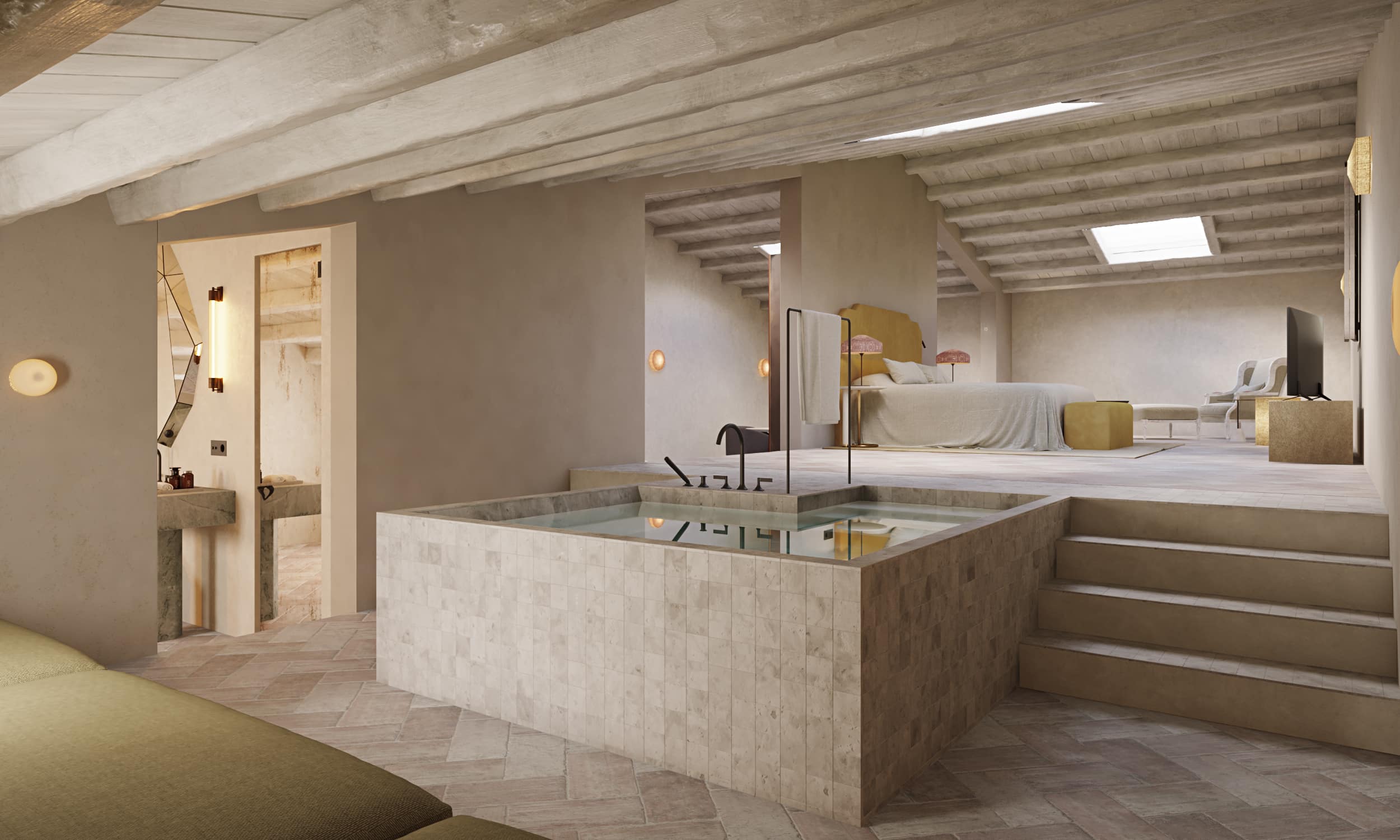 salle de bain grande suite hotel vestige son vell minorque suite