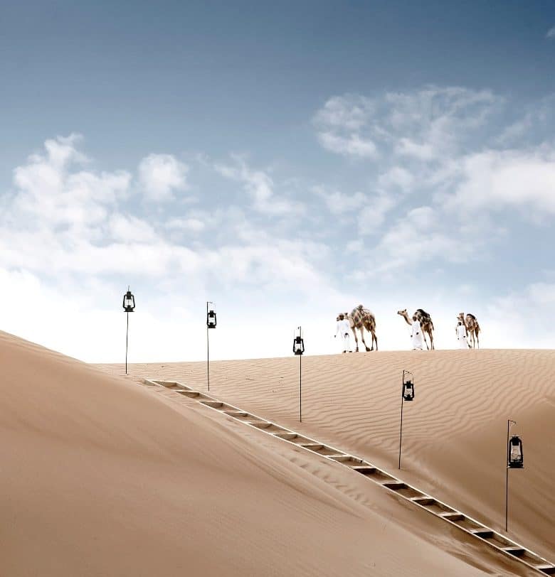 Camp privé désert Oman chameau désert