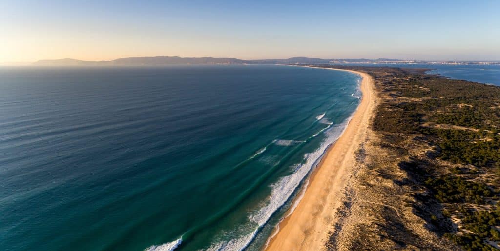 Aerial,View,Of,The,Comporta,Beach,And,The,Troia,Peninsula
