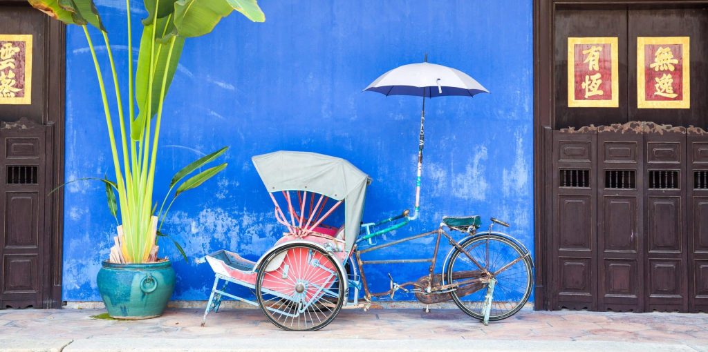 Old,Rickshaw,Tricycle,Near,Fatt,Tze,Mansion,Or,Blue,Mansion,