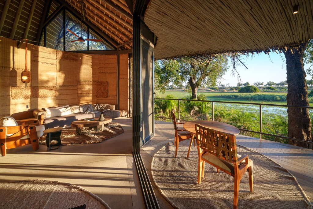 Jao Camp Botswana salon de la chambre avec vue