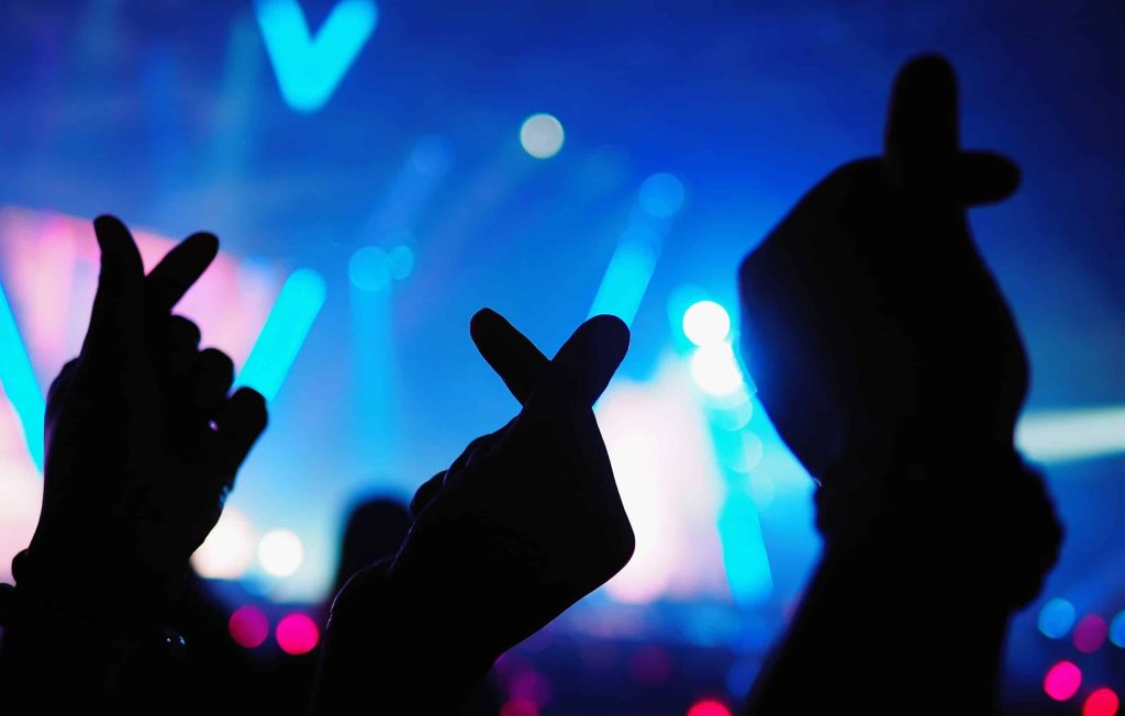 K pop,Music,Theme,Or,Live,Concert,Background,With,Silhouette,Hands