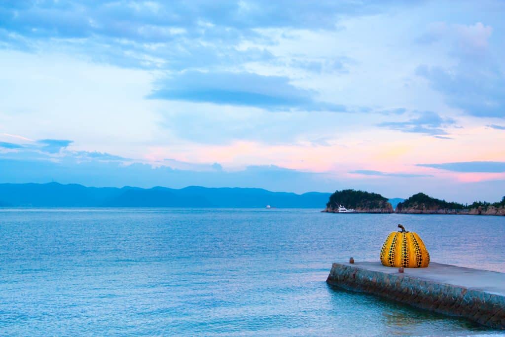 Naoshima,,Japan, ,July,19,,2014:,Giant,Pumpkin,Objects,By