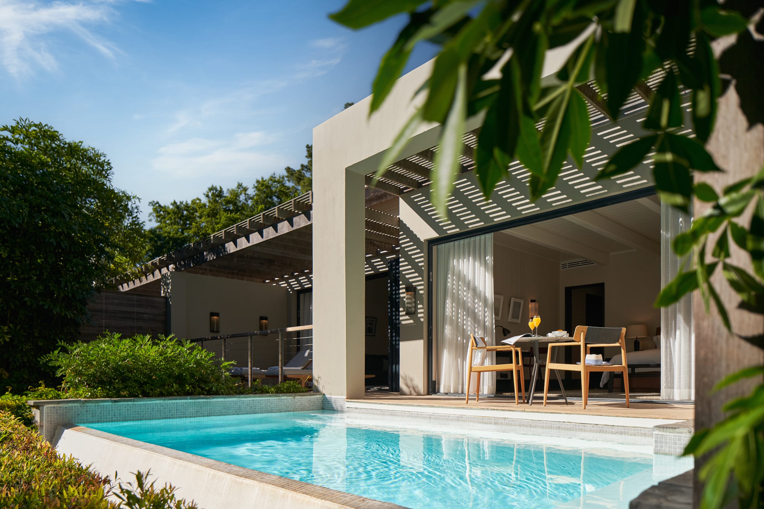 Terrasse et piscine delaire graff estate Afrique du Sud