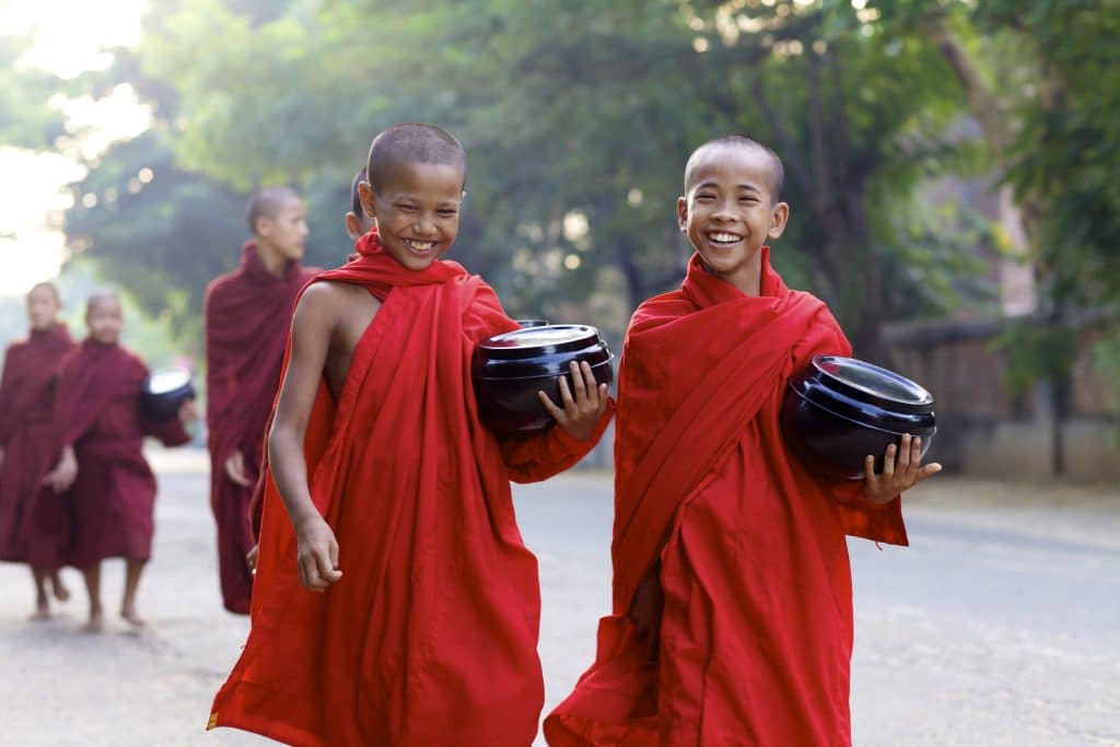 Old,Bagan,,Myanmar ,Oct,15:,Two,Unidentified,Young,Novice,Monks