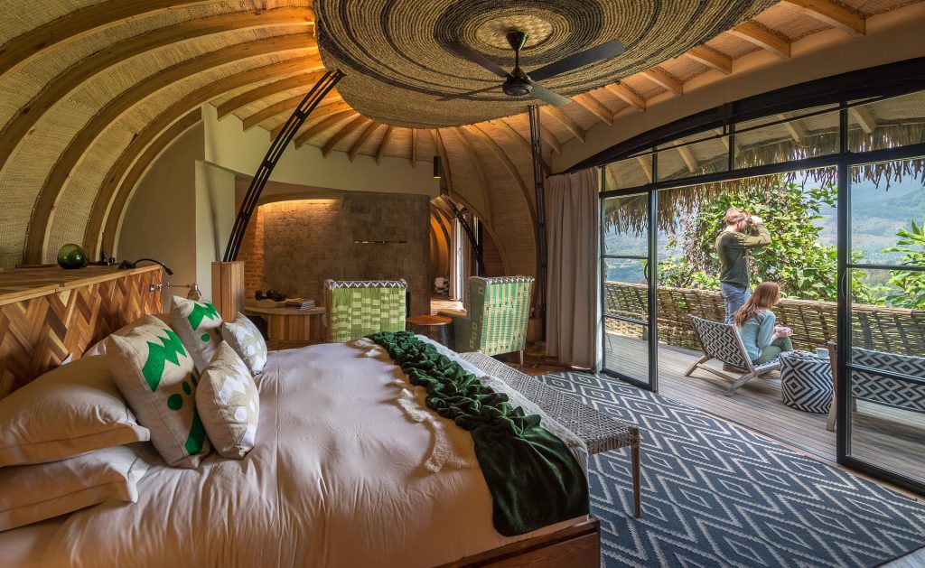 Wilderness Bisate Rwanda lit terrasse