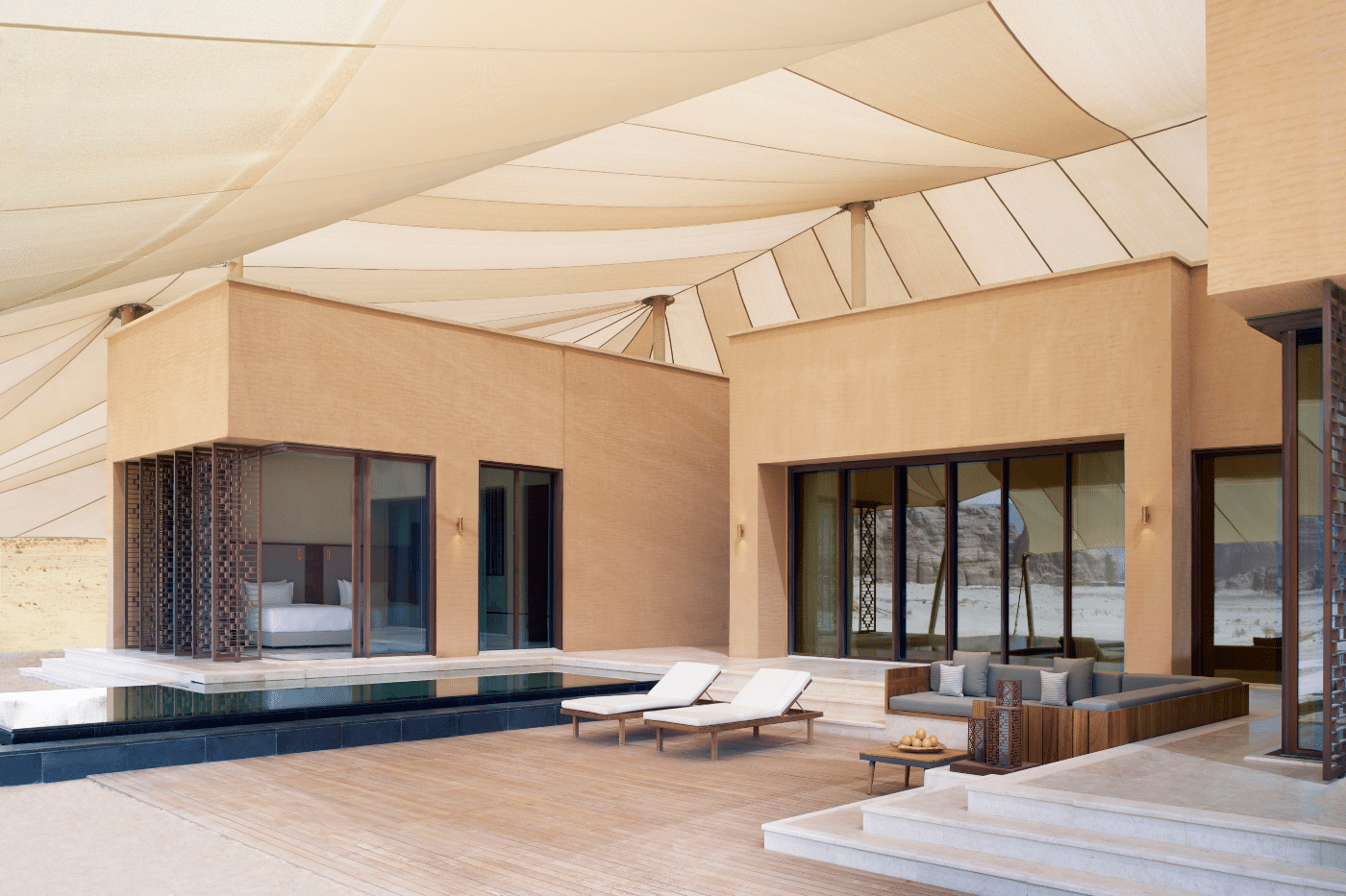 Grande villa avec piscine en camp de toile banyan tree AlUla Arabie Saoudite