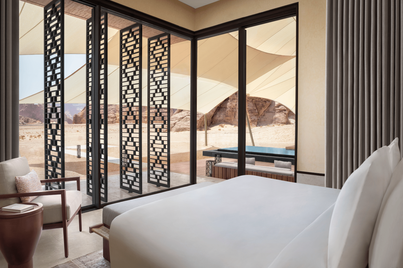 Master bedroom chambre banyan tree AlUla Arabie Saoudite