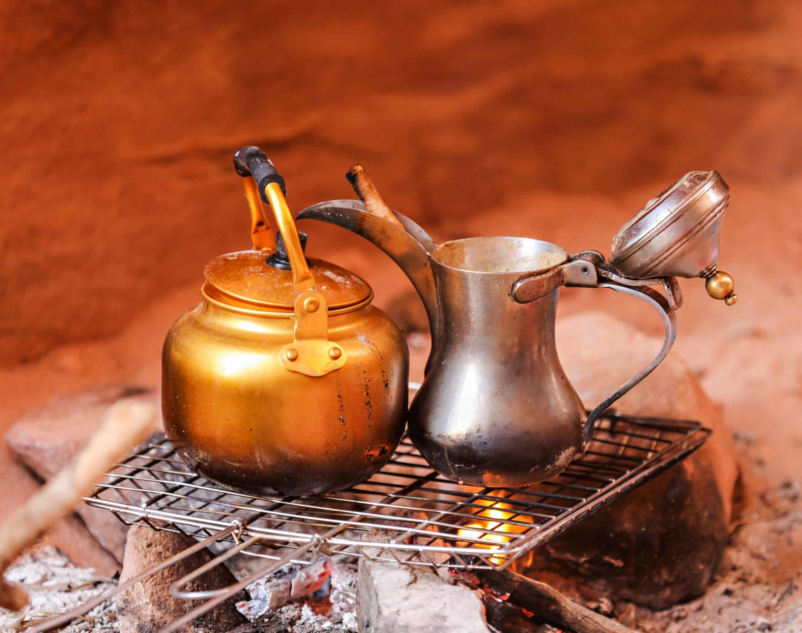 Traditional,Bedouin,Style,Tea,Kettle,And,Coffee,Pot,Cooking,On